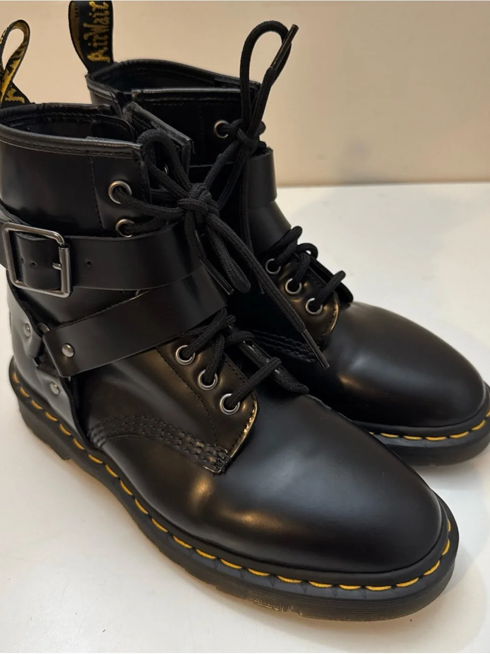 Dr Martens Christofor Women's Harness Boots Black Size 7 Leather Combat Doc
